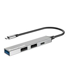POWERTECH USB HUB PT-1412, 4X ΘΥΡΏΝ, USB 3.2, 5GBPS, USB-C ΣΎΝΔΕΣΗ, ΓΚΡΙ