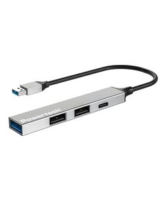 POWERTECH USB HUB PT-1413, 4X ΘΥΡΏΝ, USB 3.2, 5GBPS, USB ΣΎΝΔΕΣΗ, ΓΚΡΙ