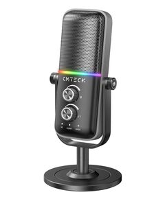 CMTECK ΕΠΙΤΡΑΠΈΖΙΟ ΜΙΚΡΌΦΩΝΟ XM600, OMNIDIRECTIONAL/ΚΑΡΔΙΟΕΙΔΈΣ, USB, RGB LED, ΜΑΎΡΟ