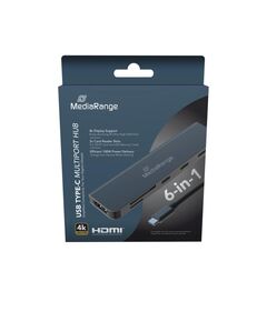 MEDIARANGE USB TYPE-C® 6-IN-1 MULTIPORT ADAPTER, SILVER (MRCS519)