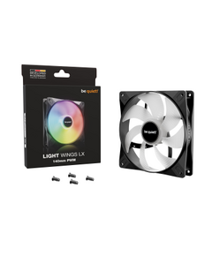 BEQUIET FAN LIGHT WINGS LX 140MM PWM BL126, ARGB, 1200RPM, 56CFM/95M3/H, 22,9DB, LIFESPAN 60000H, BLACK, 3YW.