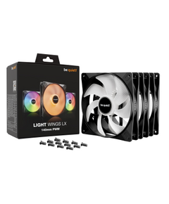 BEQUIET FAN LIGHT WINGS LX 140MM PWM TRIPLE PACK BL127, ARGB, 1200RPM, 56CFM/95M3/H, 22,9DB, LIFESPAN 60000H, BLACK, 3YW.