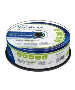 MEDIARANGE DVD-R 120' 4.7GB 16X INKJET FULLSURF. PRINT., WATERGUARD WHITE, HIGH-GLOSSY, WATERPROOF, WIDE SPUT. (MRPL612)