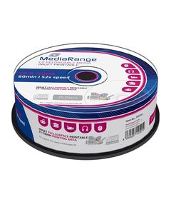 MEDIARANGE CD-R 80' 700MB 52X INKJET FULLSURFACE PRINTABLE CAKE X 25 (MR202)