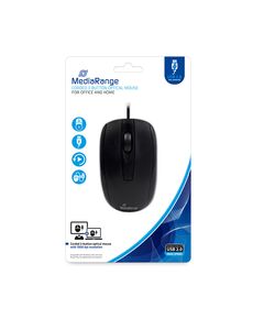 MEDIARANGE OPTICAL MOUSE CORDED 3-BUTTON (BLACK, WIRED) (MROS211)