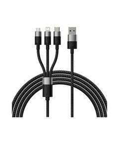 BASEIS 3IN1 USB CABLE  STARSPEED SERIES, USB-C + MICRO + LIGHTNING 3,5A, 1.2M BLACK (CAXS000001) (BASCAXS000001)