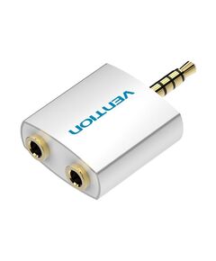 VENTION 4POLE 3.5MM MALE TO 2*3.5MM FEMALE AUDIO ADAPTER SILVERY METAL TYPE (BDAW0) (VENBDAW0)