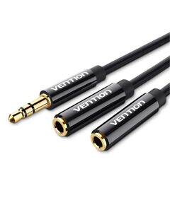 VENTION 3.5MM MALE TO 2*3.5MM FEMALE STEREO SPLITTER CABLE 0.3M BLACK ABS TYPE (BBSBY) (VENBBSBY)