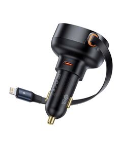 BASEUS ΦΟΡΤΙΣΤΉΣ ΑΥΤΟΚΙΝΉΤΟΥ ENJOYMENT ΜΕ ΚΑΛΏΔΙΟ LIGHTNING + USB-C 55W ΜΑΎΡΟ (C00057803111-00) (BASC00057803111-00)