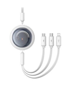 BASEUS FAST CHARGING CABLE 3IN1 FREE2DRAW USB TO MICRO USB+USB-C+LIGHTNING 3.5A 1.1M WHITE (P10368700211-01) (BASP10368700211-01)