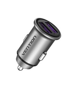 VENTION 2-PORT USB (A+A) CAR CHARGER (30W/30W) GRAY MINI STYLE ALUMINIUM ALLOY TYPE (FFEH0) (VENFFEH0)