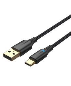 VENTION NYLON BRAIDED USB 2.0 A MALE TO TYPE-C MALE 3A CABLE 0.5M BLACK LED TYPE (CTFBD) (VENCTFBD)