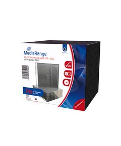 MEDIARANGE 25-PACK CD SLIMCASES FOR 1 DISC WITH BLACK TRAY (MRBOX32-25)