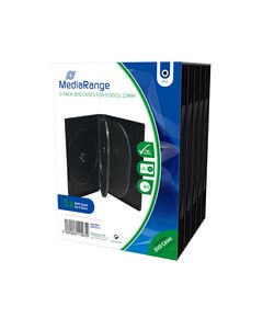 MEDIARANGE DVD CASE FOR 5 DISCS 22MM BLACK PACK 5 (MRBOX35-5)