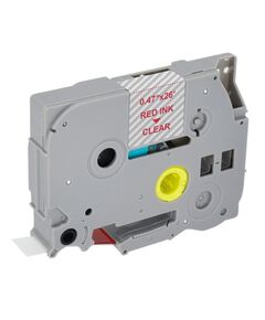 MEDIARANGE PLASTIC TAPE CASSETTE FOR LABEL PRINTERS USING BROTHER TZ-132/TZE-132 12MM 8M LAMINATED RED ON CLEAR (MRBTZ132)