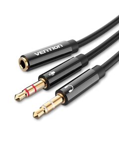 VENTION 2*3.5MM MALE TO 4POLE 3.5MM FEMALE AUDIO CABLE 0.3M BLACK ABS TYPE (BBTBY) (VENBBTBY)