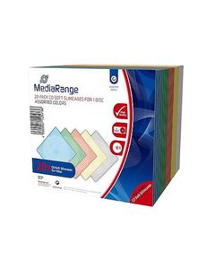 MEDIARANGE CD SOFT SLIMCASE FOR 1 DISC 5.0MM ASSORTED COLOURS (20 PACK) (MRBOX37)