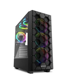 SHARKOON HEX GAMING MIDI TOWER ΚΟΥΤΊ ΥΠΟΛΟΓΙΣΤΉ ΜΕ ΠΛΑΪΝΌ ΠΑΡΆΘΥΡΟ ΚΑΙ RGB ΦΩΤΙΣΜΌ ΜΑΎΡΟ (RGBHEX) (SHRRGBHEX)