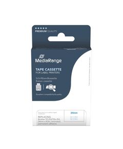 MEDIARANGE PLASTIC TAPE CASSETTE FOR LABEL PRINTERS USING BROTHER TZ-253/TZE-253 24MM 8M LAMINATED BLUE ON WHITE (MRBTZ253)