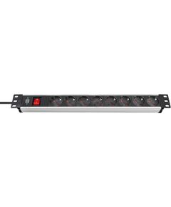 BRENNENSTUHL ALU-LINE ΠΟΛΎΠΡΙΖΟ ΑΣΦΑΛΕΊΑΣ ΓΙΑ RACK 19" 1U 8 ΘΈΣΕΩΝ ΜΕ ΔΙΑΚΌΠΤΗ ΚΑΙ ΚΑΛΏΔΙΟ 2M/ H05VV-F/ 3G1,5 BLACK/SILVER (1390007018) (BNN1390007018)
