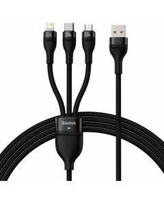 BASEUS 3IN1 USB CABLE FLASH SERIES, USB-C + MICRO USB + LIGHTNING, 100W, 1.2M BLACK (CASS030001) (BASCASS030001)