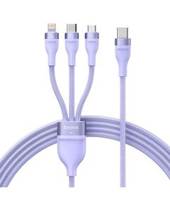 BASEUS 3IN1 USB CABLE FLASH SERIES 2, USB-C + MICRO USB + LIGHTNING, 100W, 1.5M (PURPLE) (CASS030205) (BASCASS030205)