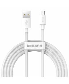 BASEUS SIMPLE WISDOM DATA CABLE KIT USB TO MICRO 2.1A 2PCS/SET 1.5M WHITE (TZCAMZJ-02) (BASTZCAMZJ-02)