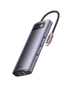 BASEUS HUB 7IN1 METAL GLEAM SERIES, USB-C TO 3X USB 3.0 + 2X HDMI + USB-C PD + ETHERNET RJ45 (WKWG040113) (BASWKWG040113)