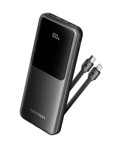 VENTION 10.000MAH POWER BANK (MICRO-USB + USB-C + USB-A + USB-A) WITH BUILT-IN TYPE-C AND LIGHTNING CABLES 22.5W BLACK LED DISPLAY TYPE (FHOB0) (VENFHOB0)