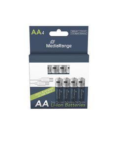 MEDIARANGE RECHARGEABLE USB-C LI-ION BATTERIES, MIGNON AA I 1.5V I 1.400MAH, 4-PACK (MRBAT161)