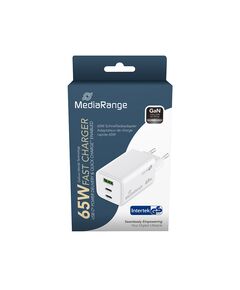 MEDIARANGE 65W GAN FAST CHARGING ADAPTER (EU-PLUG), 2X USB-C AND 1X USB-A, USB-C® POWER DELIVERY AND QUICK CHARGE ENABLED, WHITE (MRMA116-2