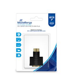 MEDIARANGE DVI TO HDMI ADAPTER, GOLD-PLATED, DVI-I SOCKET (24+5 PIN)/HDMI PLUG, BLACK (MRCS171)
