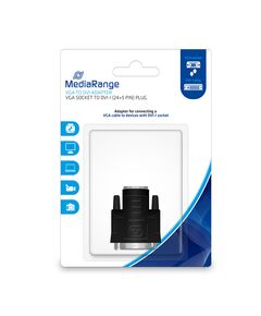 MEDIARANGE VGA TO DVI ADAPTER, GOLD-PLATED, VGA SOCKET/DVI-I PLUG (24+5 PIN), BLACK (MRCS172)