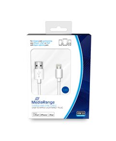 ΚΑΛΏΔΙΟ MEDIARANGE CHARGE AND SYNC, USB 2.0 TO APPLE LIGHTNING® PLUG, 1.0M, WHITE (MRCS178)