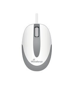 MEDIARANGE OPTICAL MOUSE CORDED 3-BUTTON COMPACT-SIZED (WHITE/GREY, WIRED) (MROS214)