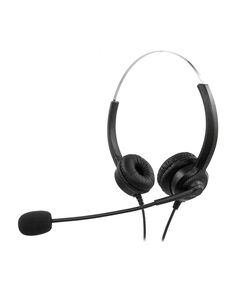 MEDIARANGE CORDED STEREO HEADSET WITH MICROPHONE AND CONTROL PANEL, BLACK (MROS304)