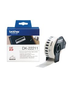 BROTHER DK-22211 CONTINUOUS FILM LABEL ROLL – BLACK ON WHITE, 29MM (DK22211) (BRODK22211)