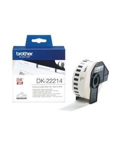 BROTHER DK-22214 CONTINUOUS PAPER LABEL ROLL – BLACK ON WHITE, 12MM WIDE (DK22214) (BRODK22214)
