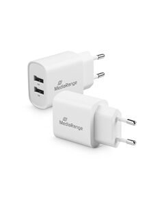 MEDIARANGE 12W CHARGER WITH TWO USB-A OUTPUTS, WHITE (MRMA114)