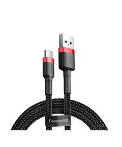 BASEUS CAFULE BRAIDED USB 2.0 CABLE USB-C MALE - USB-A MALE ΜΑΎΡΟ 0.5M (CATKLF-A91) (BASCATKLF-A91)