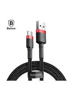 BASEUS CAFULE BRAIDED USB 2.0 CABLE USB-C MALE - USB-A MALE BLACK/RED 3M (CATKLF-U91) (BASCATKLF-U91)