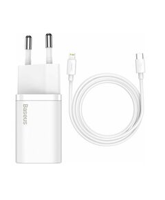 BASEUS ΦΟΡΤΙΣΤΉΣ ΜΕ ΘΎΡΑ USB-C ΚΑΙ ΚΑΛΏΔΙΟ LIGHTNING 20W POWER DELIVERY ΛΕΥΚΌΣ (SUPER SI 1C) (TZCCSUP-B02) (BASTZCCSUP-B02)