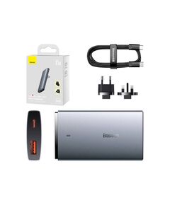 BASEUS ΦΟΡΤΙΣΤΉΣ ΜΕ ΘΎΡΑ USB-A ΚΑΙ ΘΎΡΑ USB-C ΚΑΙ ΚΑΛΏΔΙΟ USB-C 65W ΓΚΡΙ (CCGP150113) (BASCCGP150113)