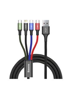 BASEUS BRAIDED USB TO LIGHTNING / 2X TYPE-C / MICRO USB CABLE ΠΟΛΎΧΡΩΜΟ 1.2M (CA1T4-B01) (BASCA1T4B01)