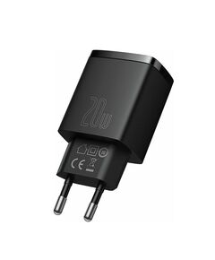 BASEUS ΦΟΡΤΙΣΤΉΣ ΧΩΡΊΣ ΚΑΛΏΔΙΟ ΜΕ ΘΎΡΑ USB-A ΚΑΙ ΘΎΡΑ USB-C 20W POWER DELIVERY / QUICK CHARGE 3.0 ΜΑΎΡΟΣ (CCXJ-B01) (BASCCXJB01)