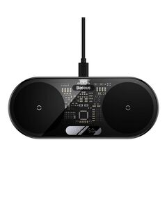 BASEUS DUAL QI WIRELESS CHARGER DIGITAL LED DISPLAY, 20W (WXSX010101) (BASWXSX010101)