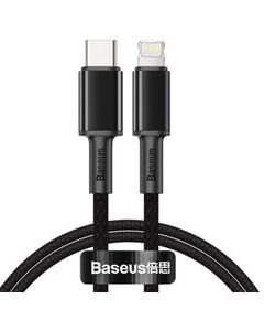 BASEUS HIGH DENSITY BRAIDED CABLE TYPE-C TO LIGHTNING, PD,  20W, 1M BLACK (CATLGD-01) (BASCATLGD-01)