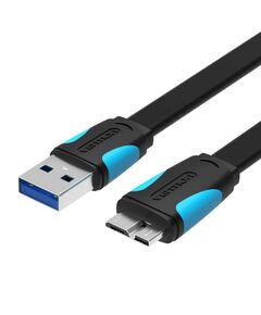 VENTION FLAT USB 3.0 A MALE TO MICRO B MALE CABLE 1.5M BLACK (VAS-A12-B150) (VENVAS-A12-B150)