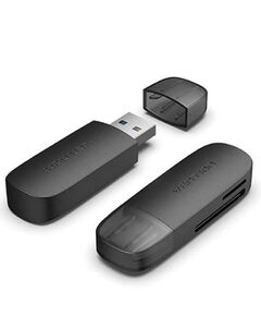 VENTION 2 IN 1 USB 3.0 A CARD READER (SD+TF) BLACK DUAL DRIVE LETTER (CLGB0) (VENCLGB0)