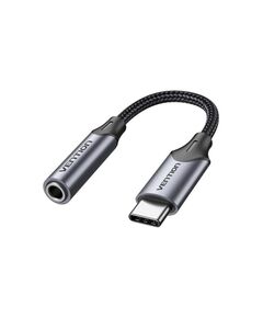 VENTION TYPE-C MALE TO 3.5MM EARPHONE JACK WITH DAC ADAPTER 0.1M GRAY ALUMINUM ALLOY TYPE (BGMHA) (VENBGMHA)